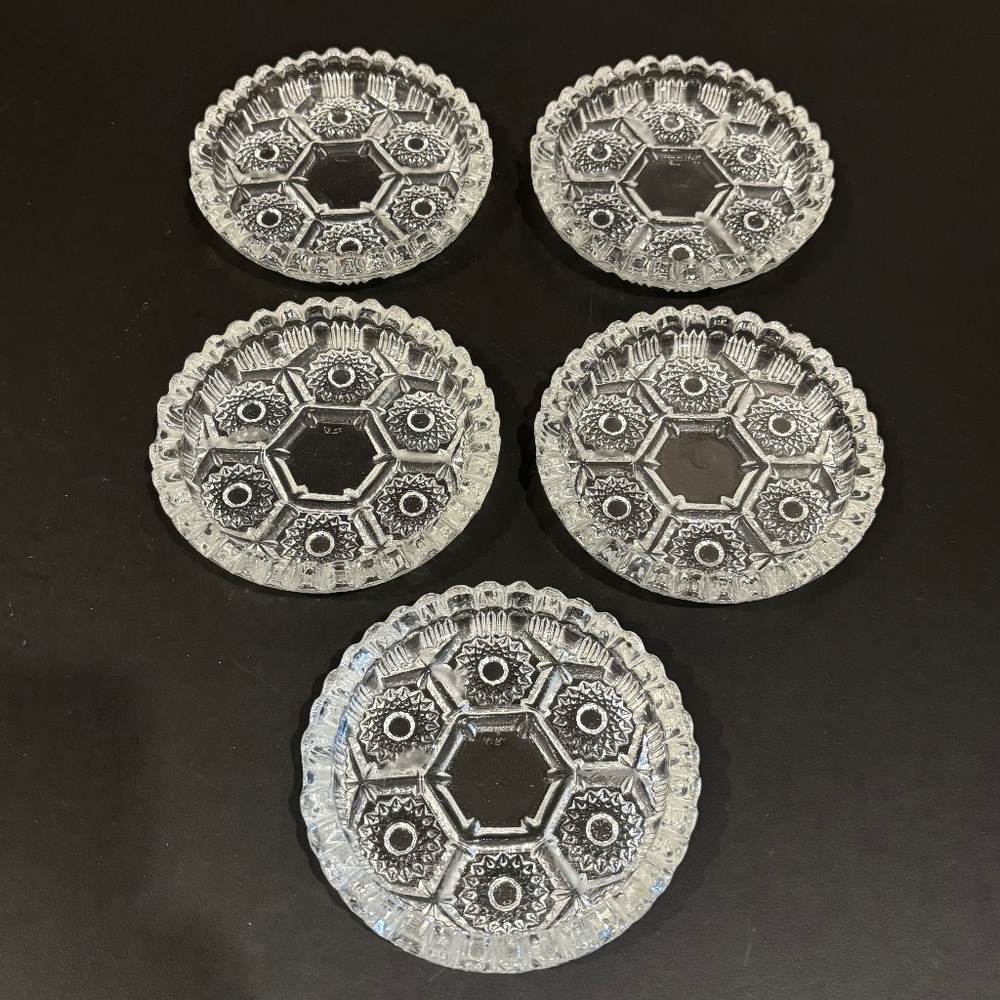 Vgt MCM Action Industries Hobstar Pressed Glass Individual Relish Dish